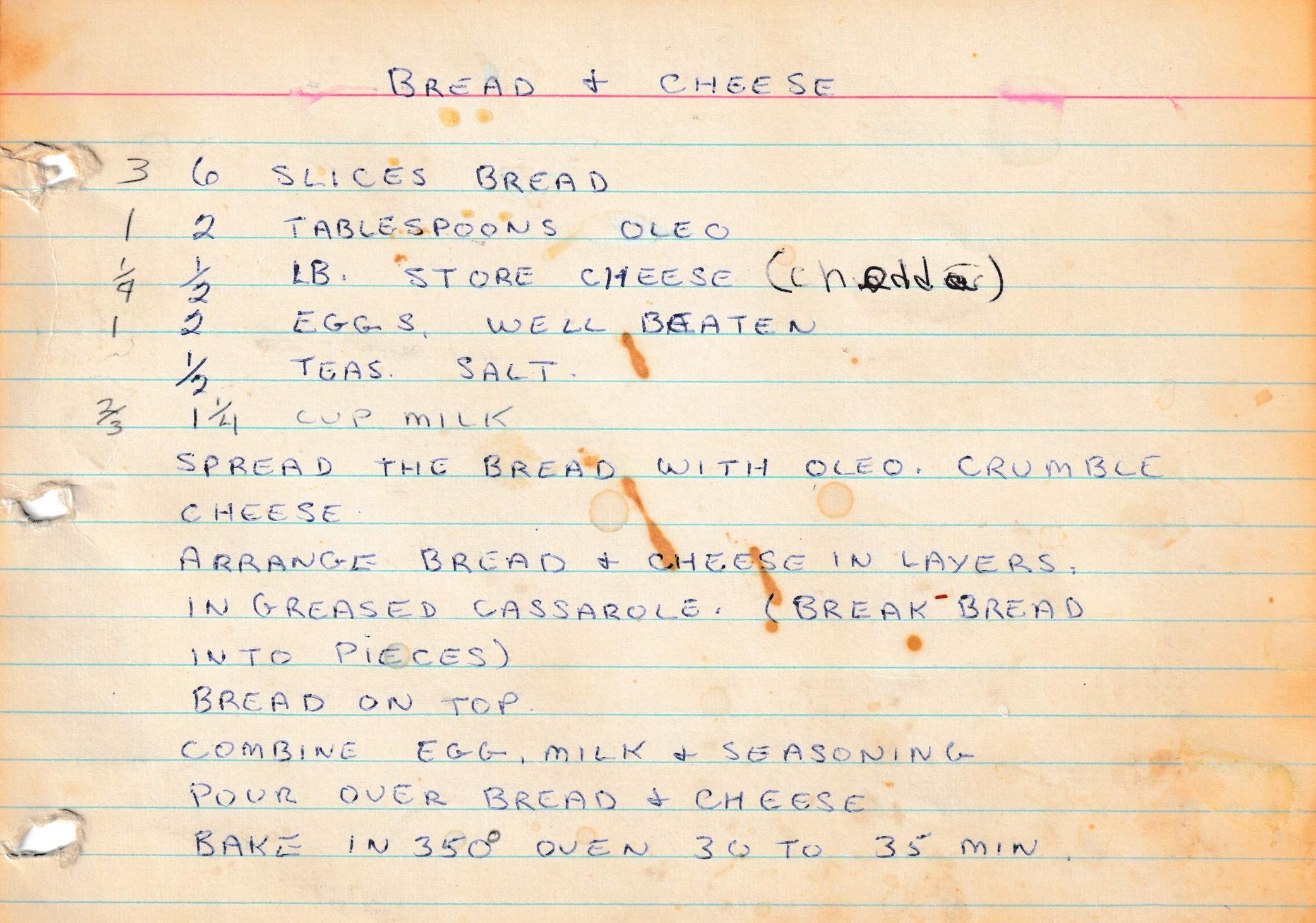 Handwritten Recipe Card